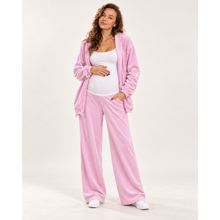 Велюровий костюм для вагітних Happy Nenia з капюшоном і регулюванням, S–2XL Рожевий